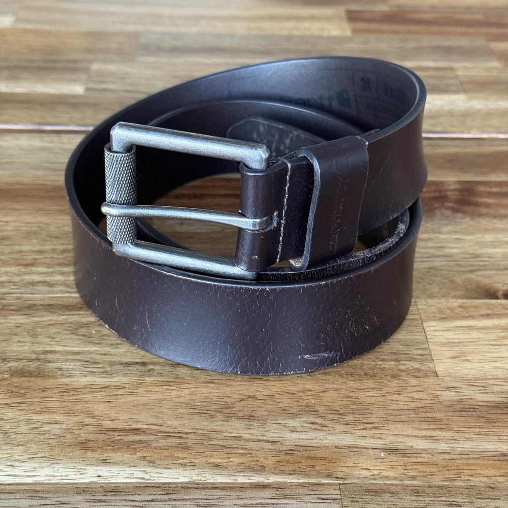 Men's CARHARTT Brown Full Grain Leather Classic Belt Sz‎ 34 Classic Work Outdoor